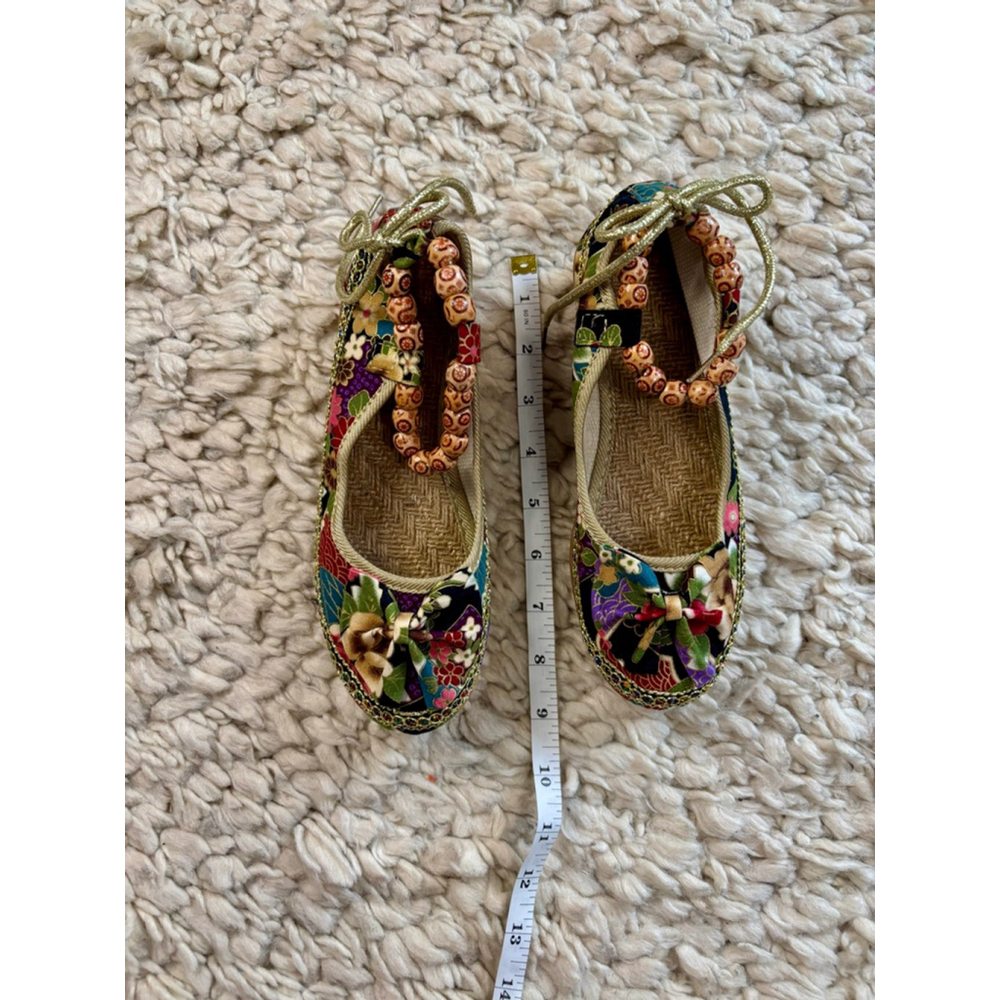 Women's Unbranded Black Multi-color Floral Beaded Flats size 36 - Picture 7 of 11